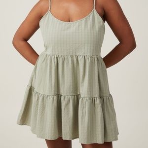 Cotton On Women's Summer Tiered Mini Dress Sage Green Size XXS